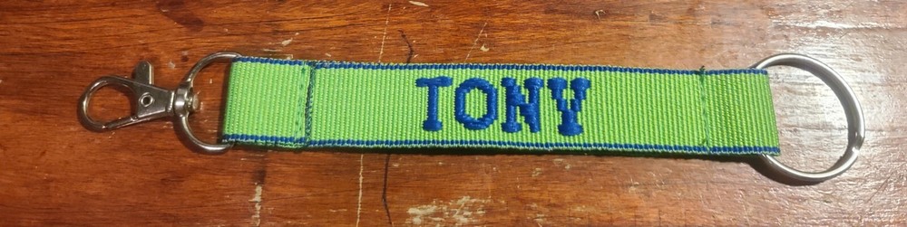 New Tony Personalized Keychain Green and Blue