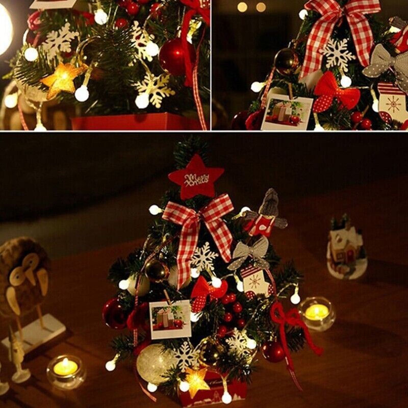 20 inch Tabletop Artificial Small Mini Christmas Tree with LED Light & Ornaments