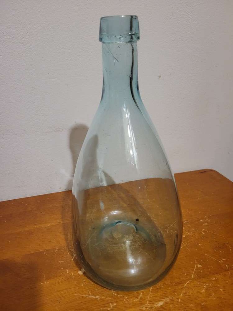 Open Pontil Chestnut Flask 11" Tall