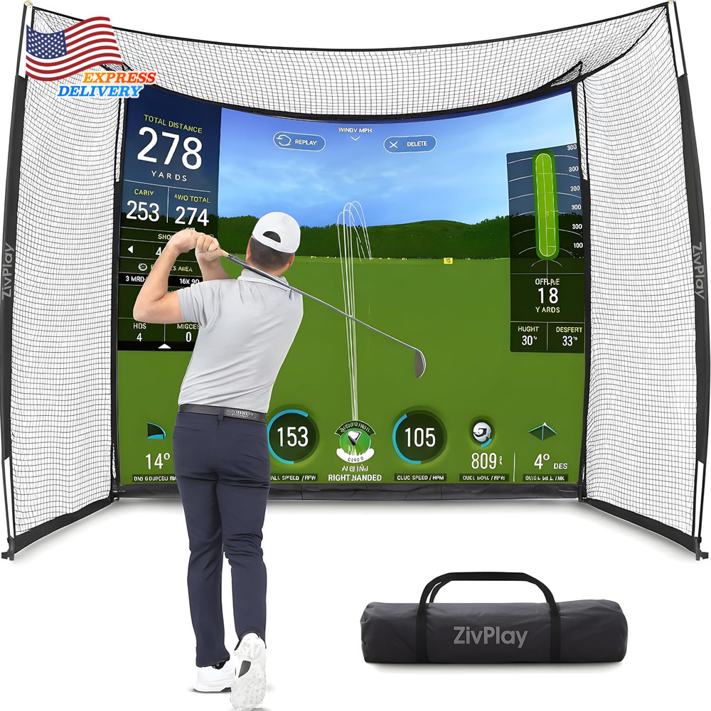 Golf Cage Net with Impact Screen 10 X 8 Ft Golf Hitting Cage with Side Enclosure