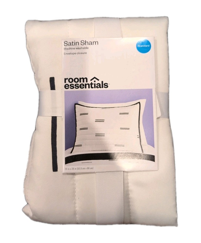 Room Essentials Standard Satin Sham White/ Black