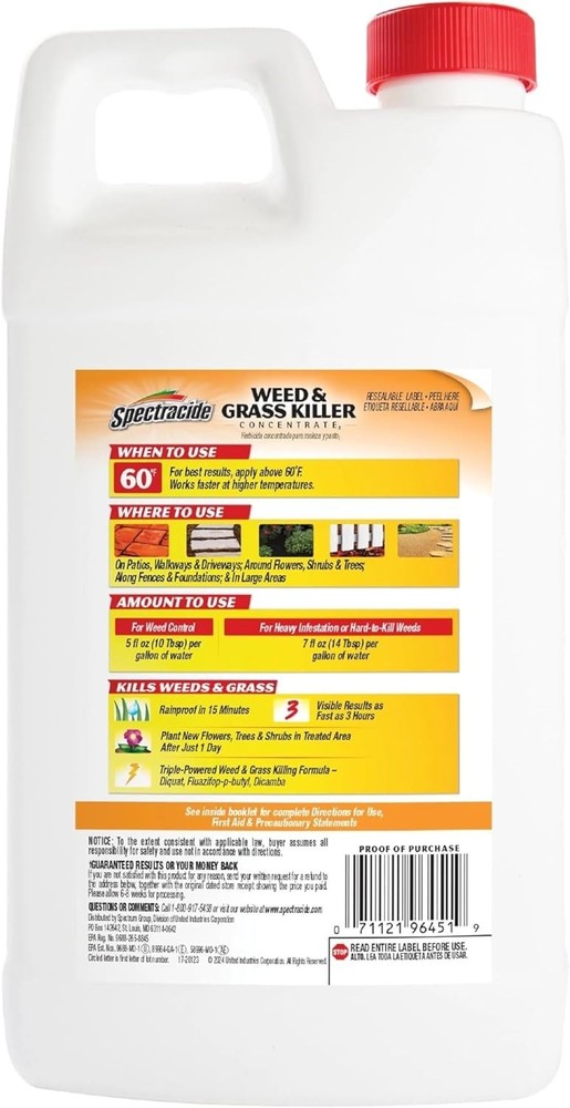 2 Pack Spectracide Weed & Grass Killer, 64 Fl Oz Each Concentrate TWO BOTTLES