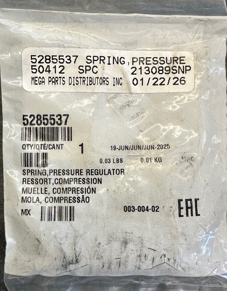 New and Unopened Cummins Pressure Regulator Spring 5285537