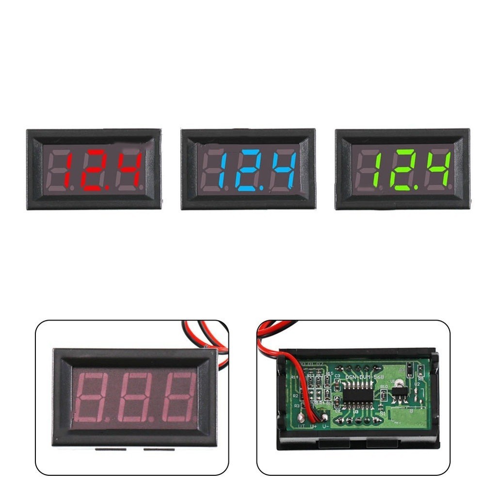 Convenient DC Voltmeter Red Blue Green LED Display Measurement Range DC4 5V 30V