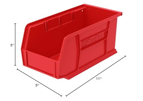 Stackable Plastic Storage Bins 11x4 Red Heavy Duty Organizer 12 Pack