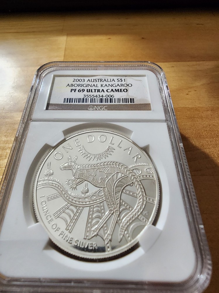 2003 Australia Silver $1 Aboriginal Kangaroo NGC PF69
