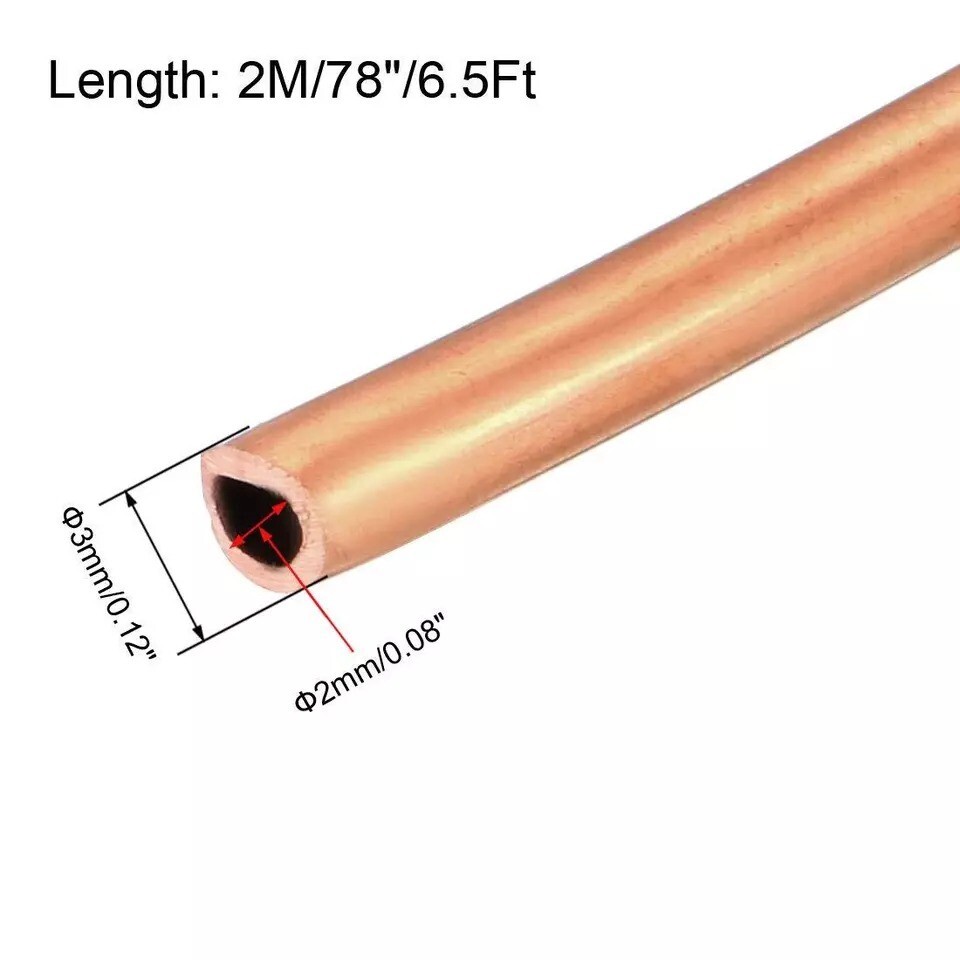 Refrigeration Tubing 1/8 OD x 5/64 ID x 6.5 Ft Length Soft Coil Copper Tubing