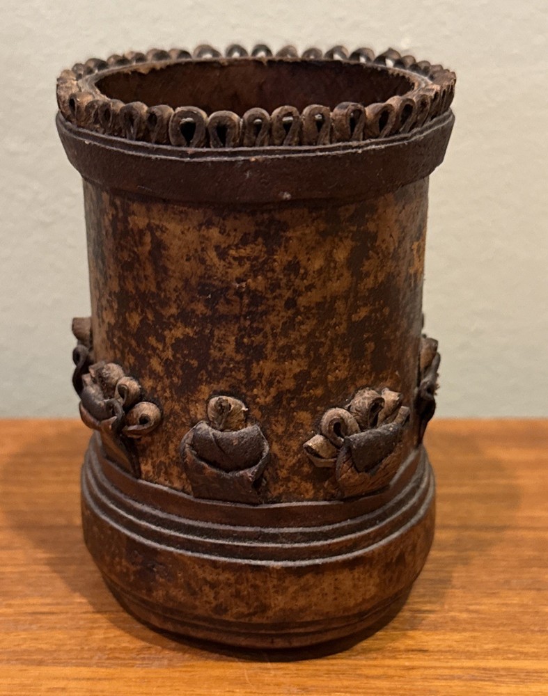 Vintage Leather Dice Cup Backgammon Bulgaria