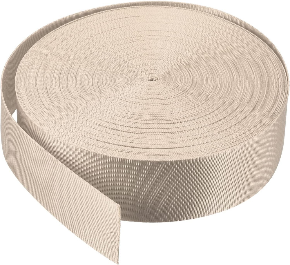 Flat Nylon Webbing Strap 1.5 Inch 25 Yards Champagne for Backpack, Cargo Strap,