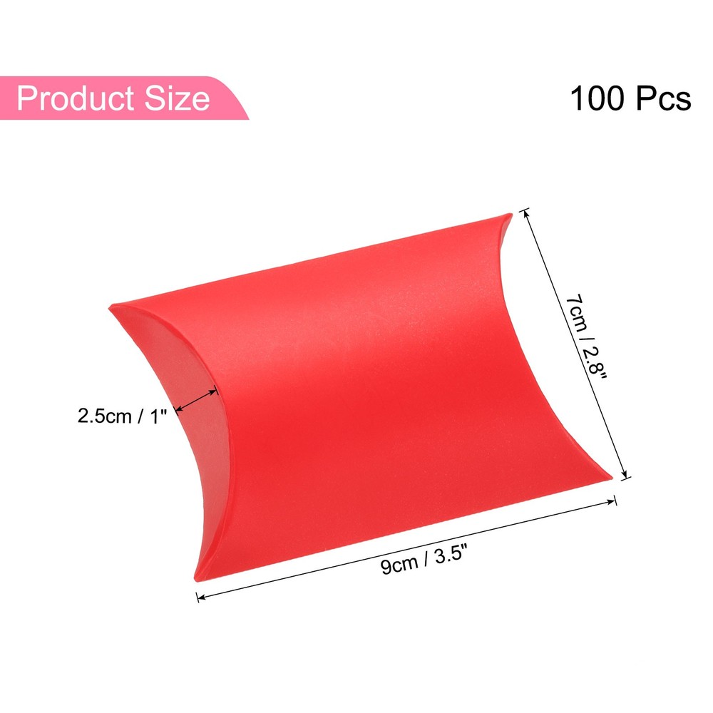 100Pcs Pillow Boxes 3.5 x 2.8 x 1 Inch Gift Boxes Red