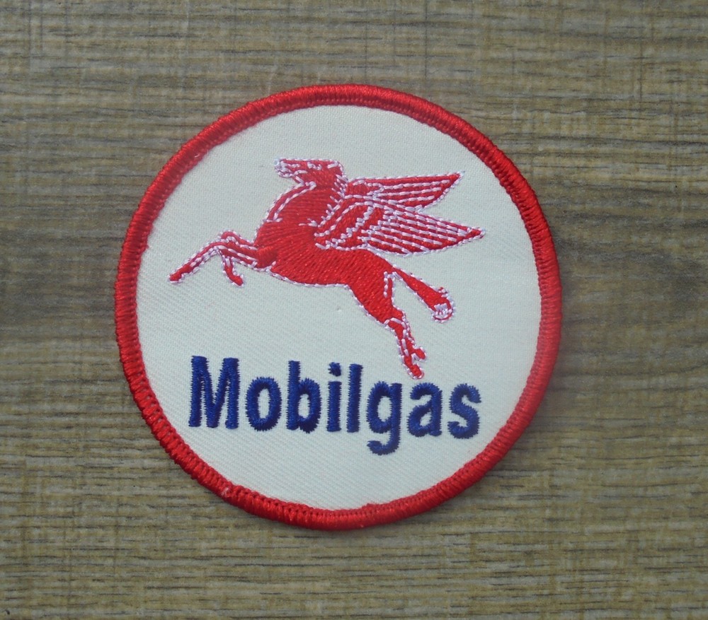 MOBIL GAS IRON ON BACK CLOTH PATCH 3"