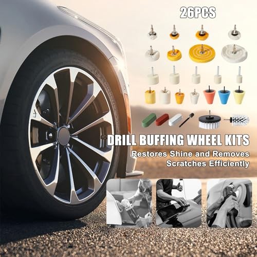 26pcs Buffing Wheel Kit for Drill – Different Size and Density Polishing 26PCS