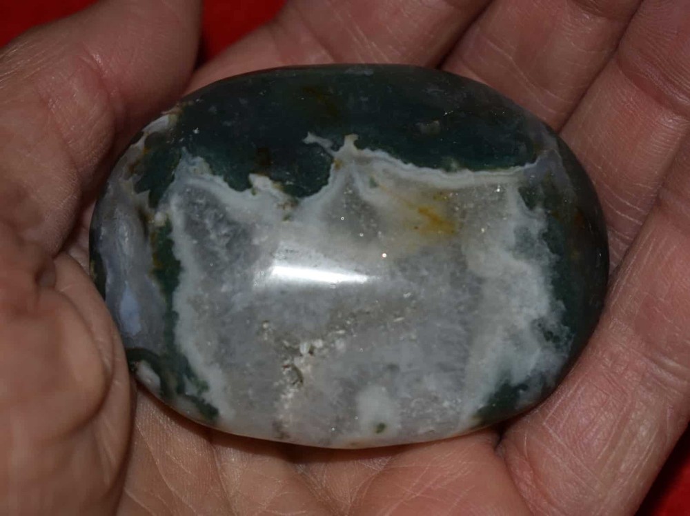 Green Moss Agate Soap-Shaped Palm Stone #8