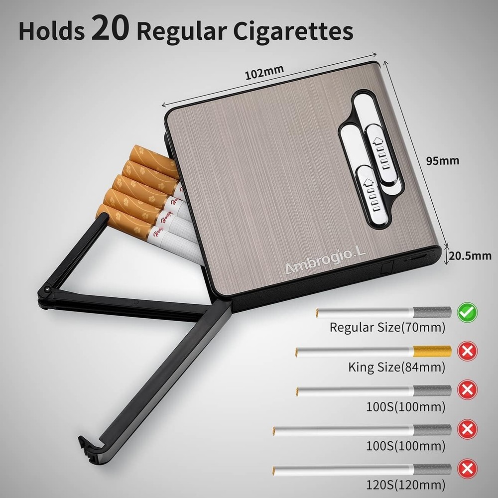 Full Pack 20 Regular Cigarettes Case Box Automatic Ejection Holder with Dual ...