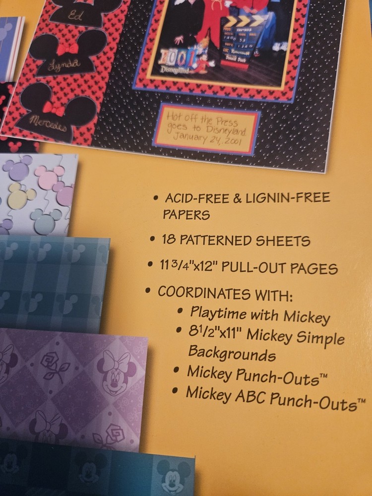 Paper Pizazz-Mickey Mouse-18 Patterned Sheets-11 3/4"x12" Pull Out Pages ect
