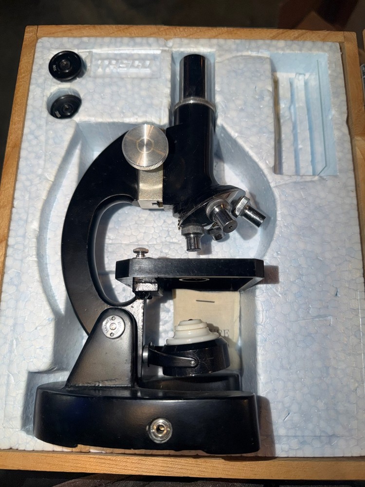Vintage Tasco Student Microscope Kit w/ Case Lenses Slides Science Tested