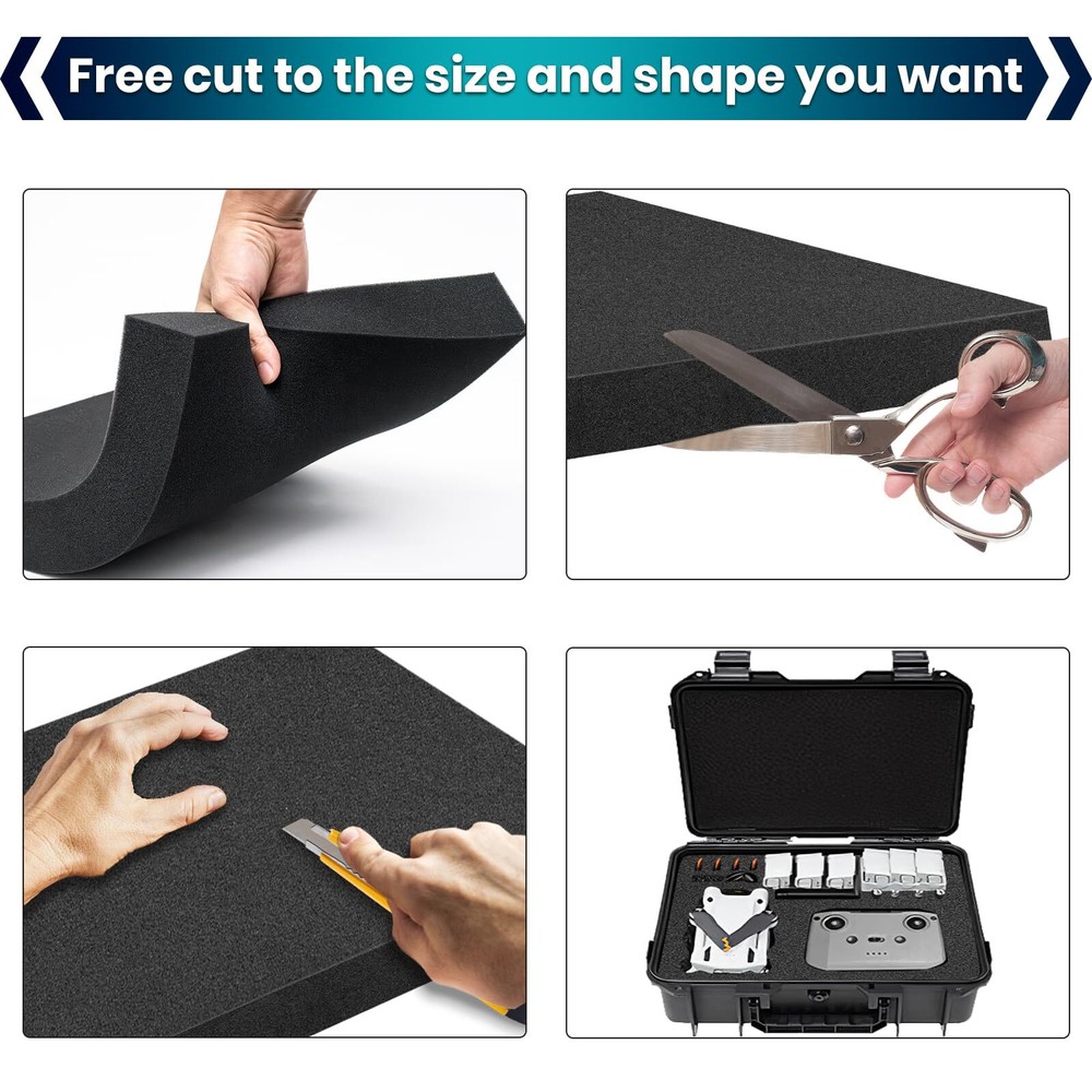 3Pack Polyurethane Foam Sheet 16x12x2 Inch Foam Inserts for Cases Camera Toolbox
