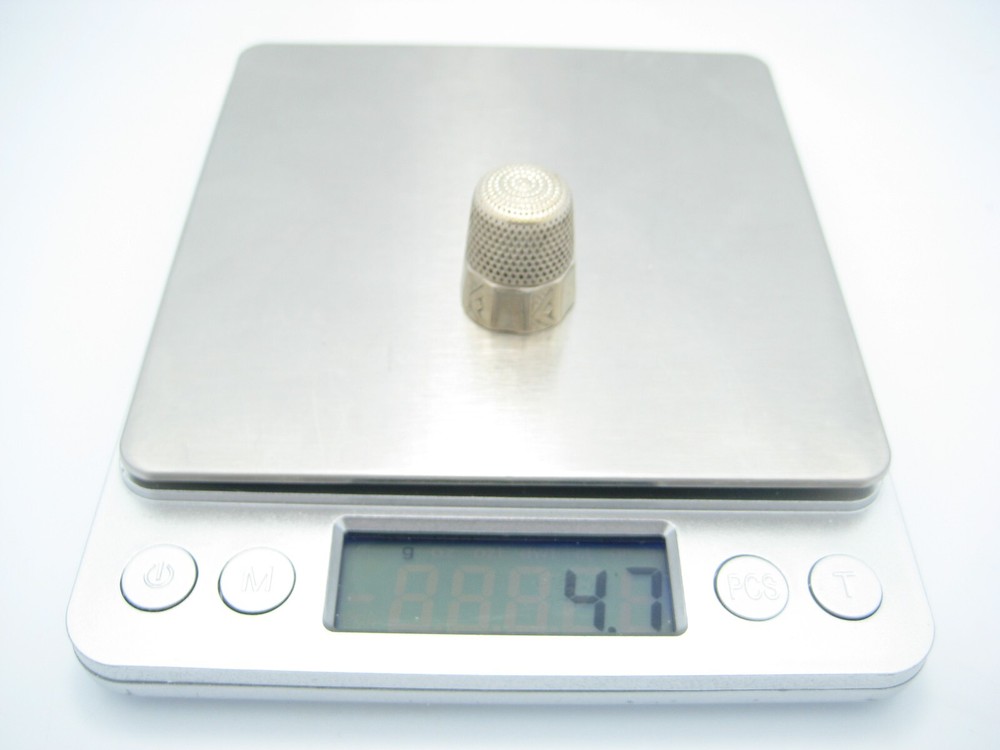 Antique Sterling Silver Sewing Thimble Cross Pattern Size 9