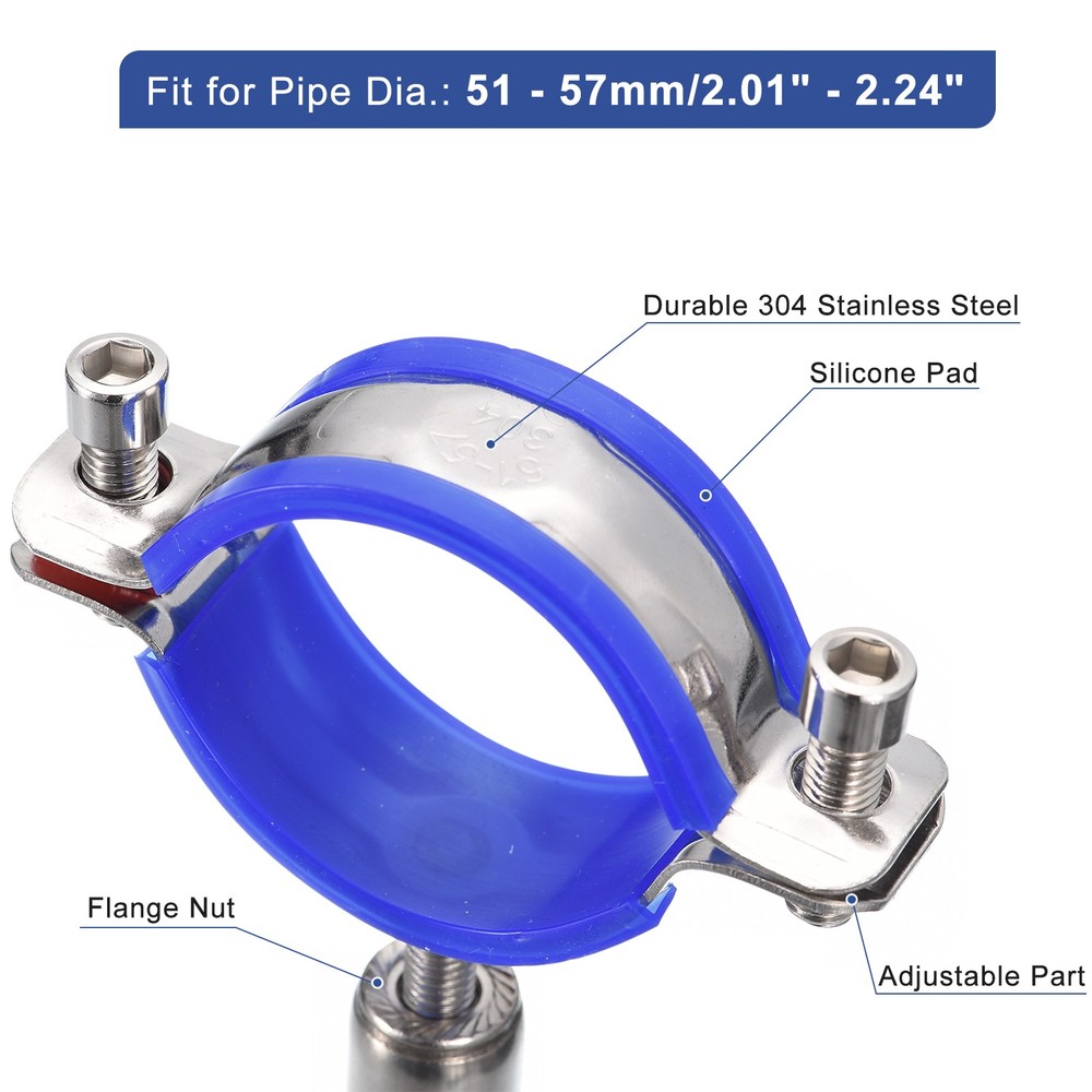 Adjustable Pipe Support Wall Mount Bracket Clamp Pipe Strap Fit for 70-76mm Pipe