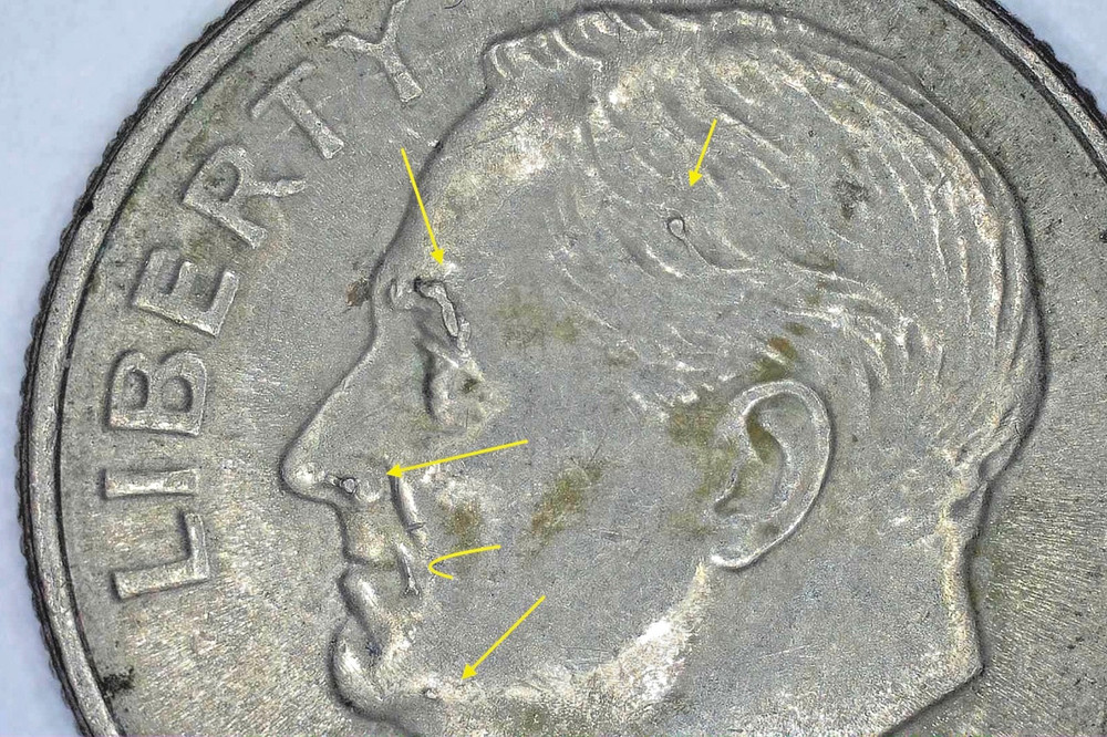 2017-P Roosevelt Dime, Obverse Die Chips