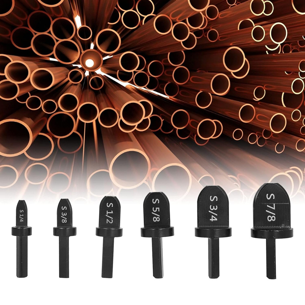 6Pcs Copper Pipe Swaging Drill Bit Set Triangles Handle Tube Expander Kit Imp...