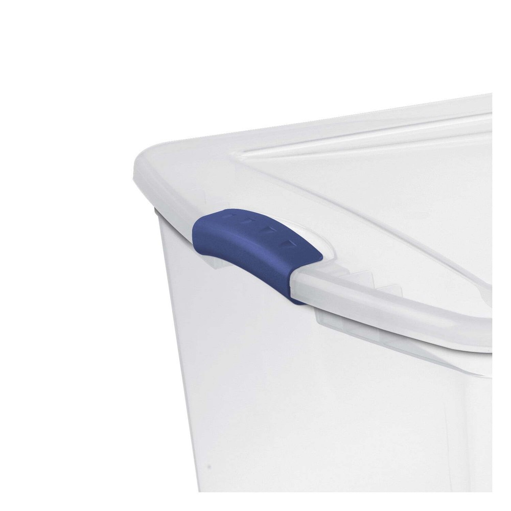 Large Storage Bin, 105 Quart Clear Plastic Storage Bin with Latch Lid,Blue 4pack