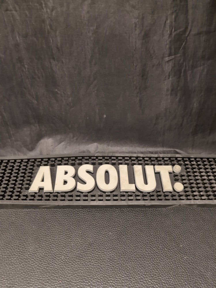 ABSOLUT VODKA Black & White Rubber Spill Bar Rail Mat 21"