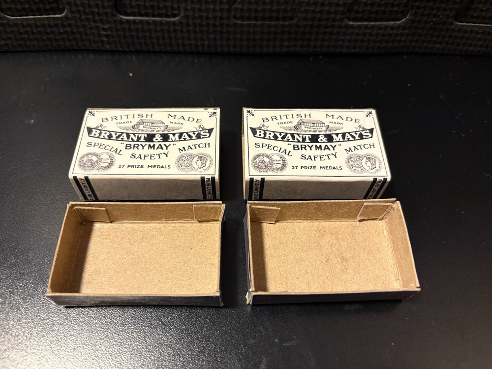 1910 Bryant & May matchbooks - 2 empty custom design display boxes