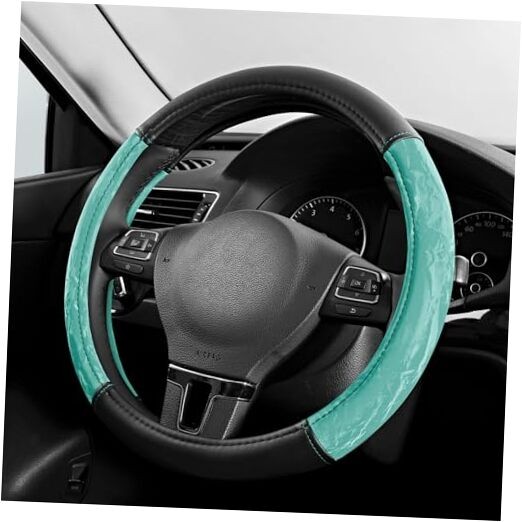 Steering Wheel Cover, Silk Grain Leather Car Steering Wheel Protector, Mint