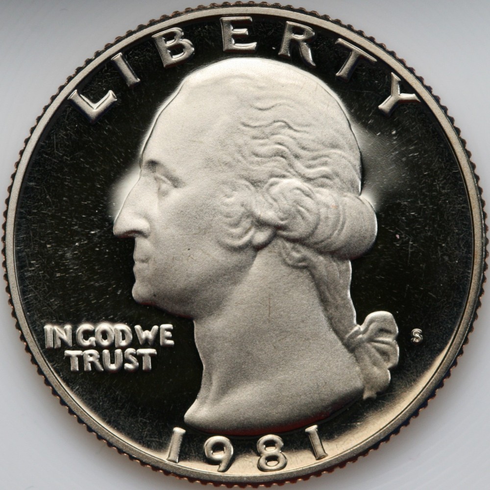 1981 S Type 1 Gem DCam Proof Washington Quarter CN-Clad