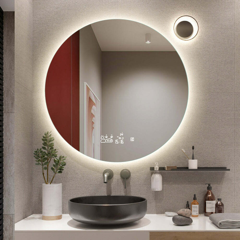 LED Lighted 24" / 32" Wall Mounted Frameless Smart Bathroom Vanity Round Mirror