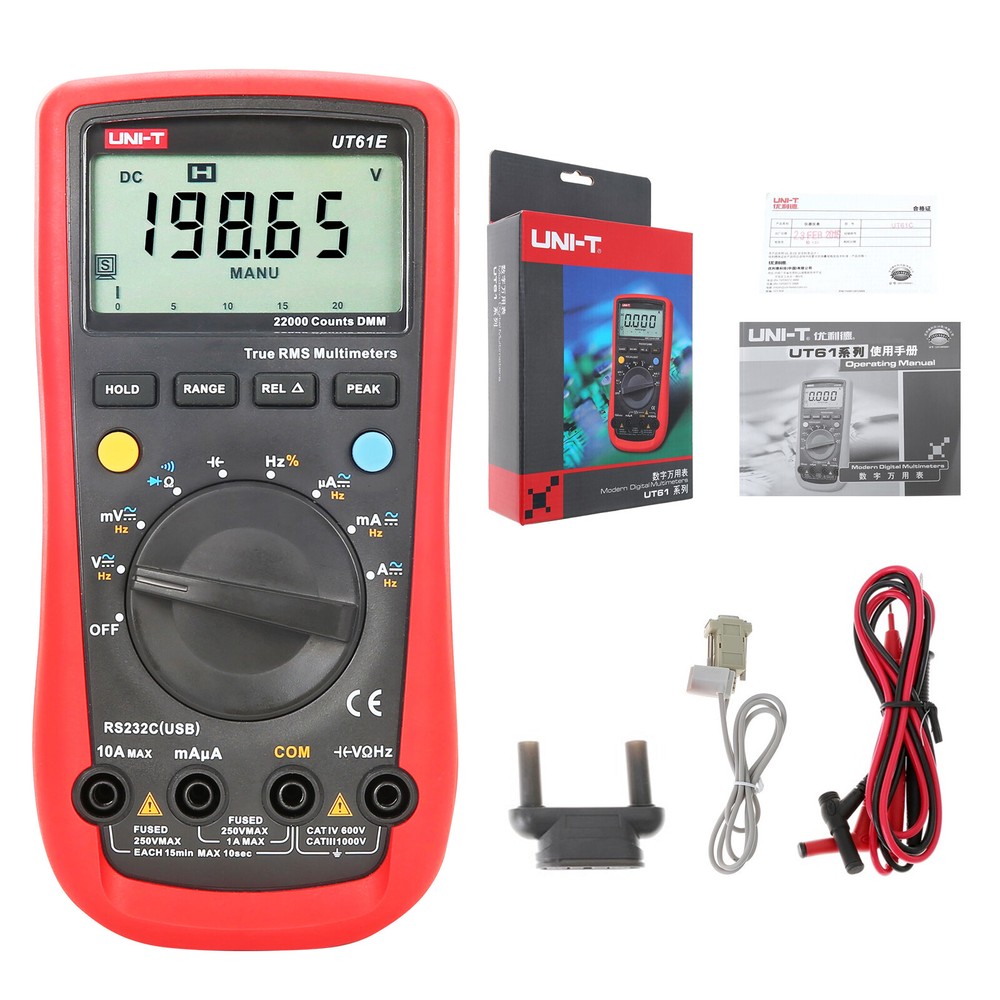 UT61E True RMS Digital Multimeter Peak Hold PC Link AC DC Voltage Tester