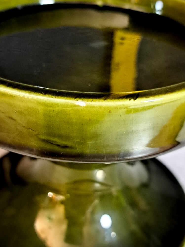 Vintage Ceramic ESP Candle Holder Glazed Green #3273L240