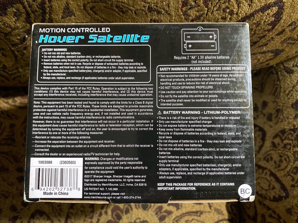 Sharper Image Motion Controlled Hover Satellite