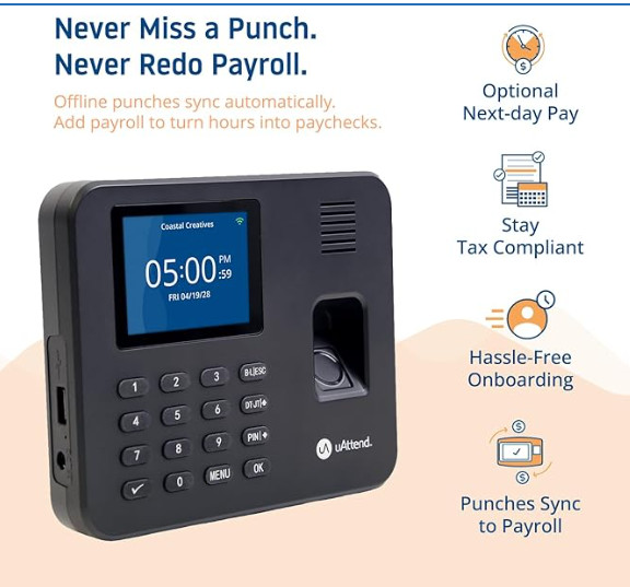 uAttend RE2000 Biometric Timeclock - New In Box