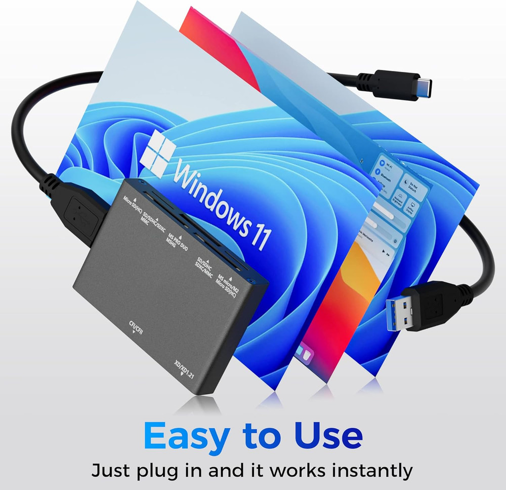 7-In-1 Multi Memory Card Reader, USB 3.0 SD Card Reader Writer(5Gbps) Read 7 Car