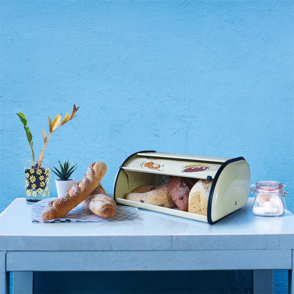 SOTECH Bread Box Metal Bread Storage Container Roll Top Bread Bin for Kitchen...