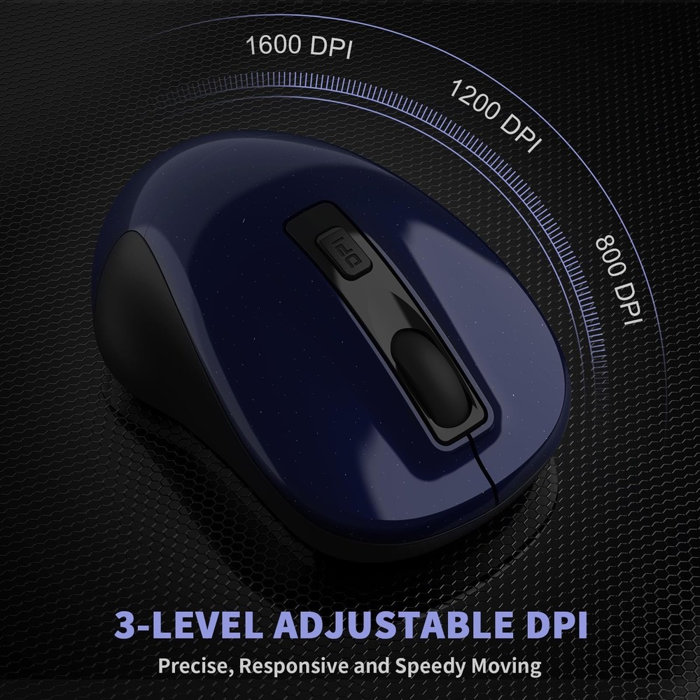 LeadsaiL Wireless Slim Cordless Mouse, 2.4G USB Optical Mouse with 4 Buttons,...