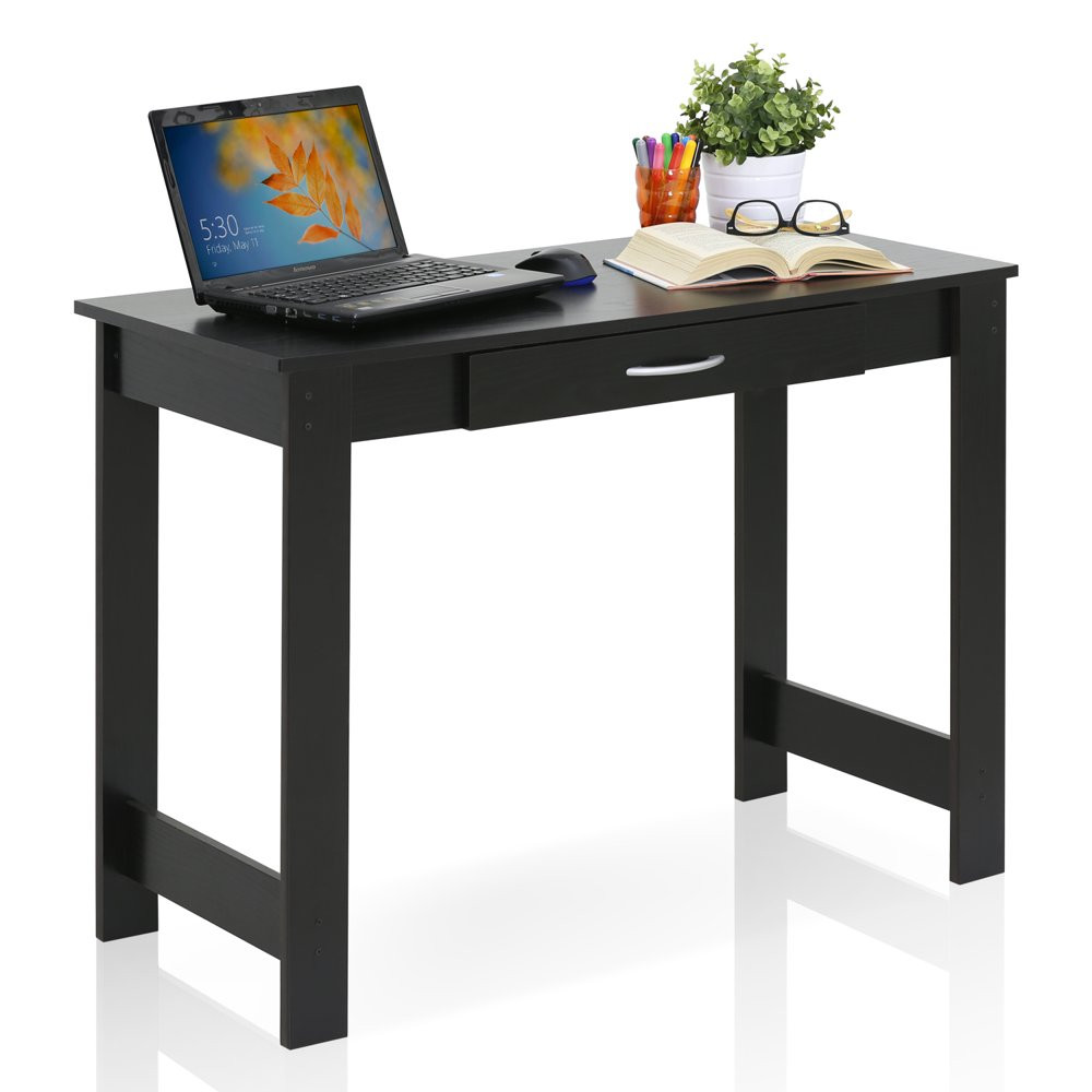 COMPUTER DESK with Drawer Home Dorms Compact White/Black