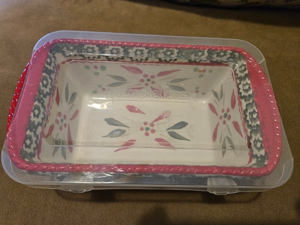 Temp-tations by Tara Holiday Loaf Pan – 12oz Rectangular Stoneware – with Lid