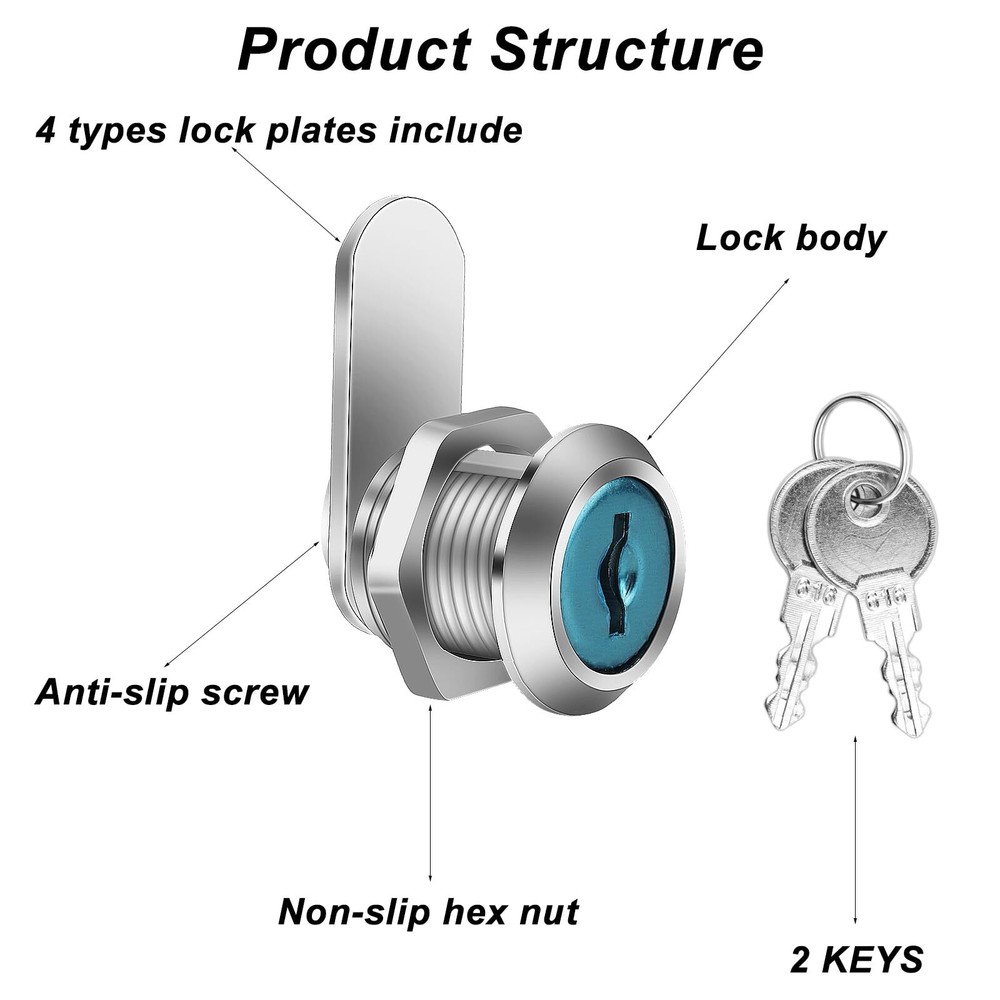 2 pcs Mailbox Locks Mailbox Lock 16 mm Comes with 4 Different Lock Plates Sec...