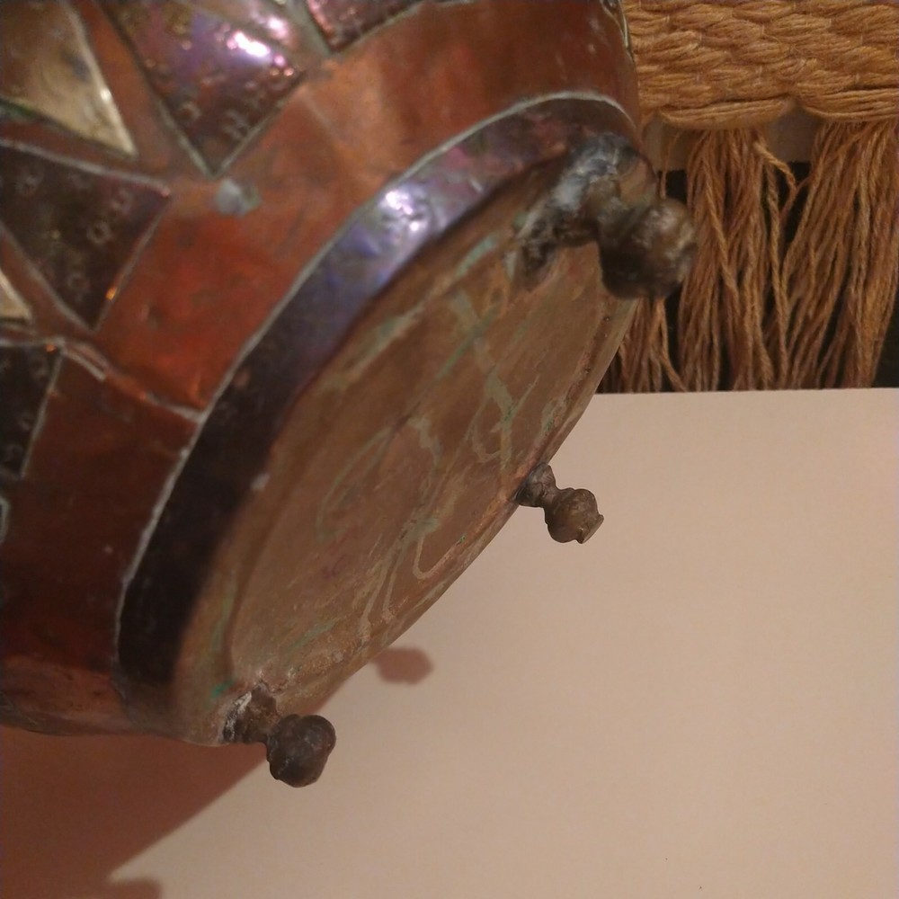 VINTAGE TURKISH HANDCRAFTED COPPER POT/KETTLE CAULDRON FIREPLACE RUSTIC