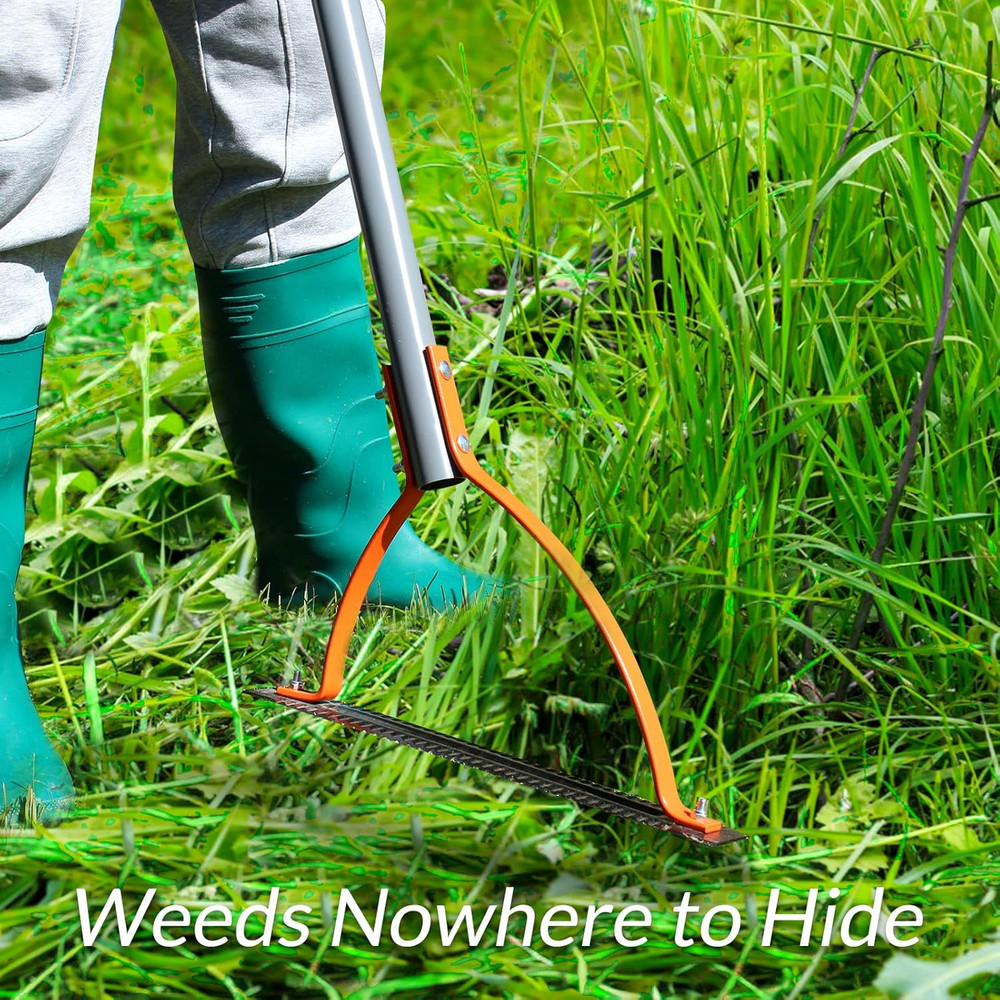 Weed Grass Cutter with Serrated Double-edged Sharp Blade Manual Grass Whip with