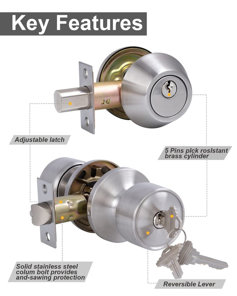 Lanwandeng 3 Sets Keyed Alike 3 Pack, Deadbolt Lockset-Keyed