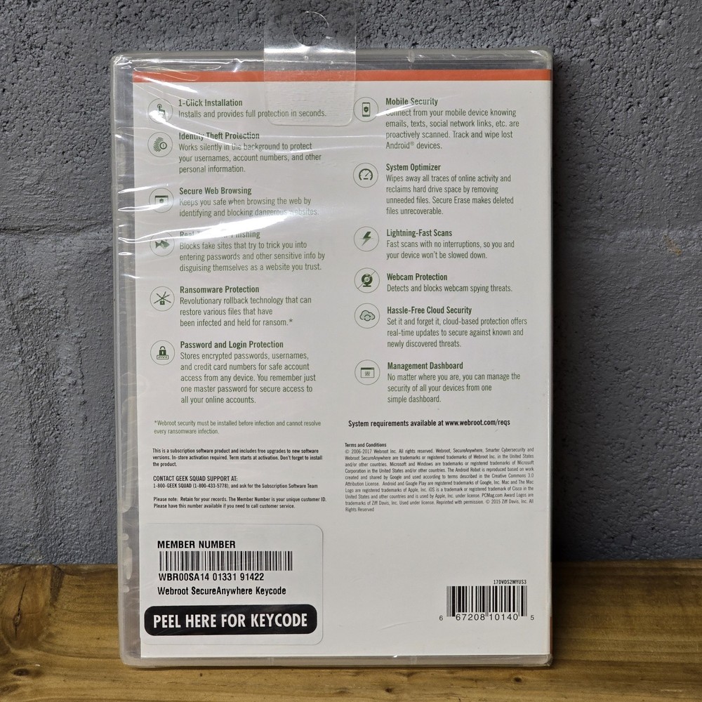 Webroot Secure Anywhere Internet Security for PC Mac & Android/iOS NEW SEALED