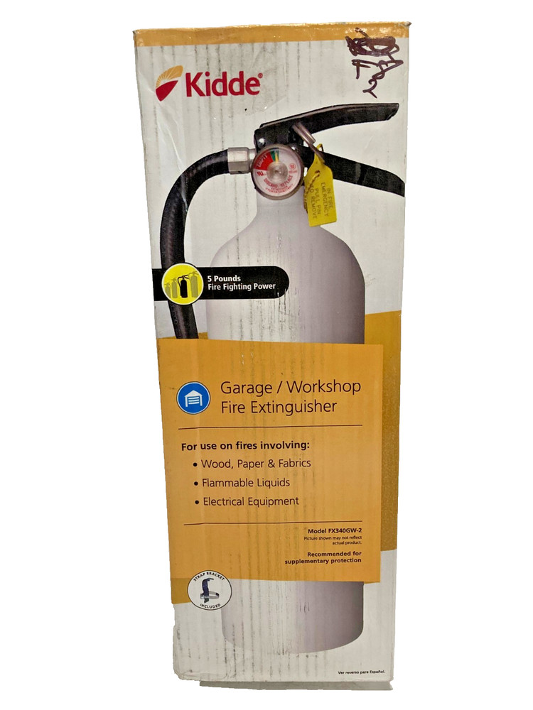 Kidde Garage Workshop Single Use Fire Extinguisher, White FX340GW-2