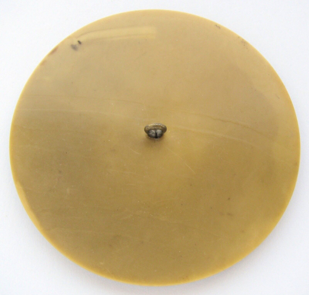 Extra Large Celluloid Wafer Button Laminated Layered Carved with Ornate Pattern