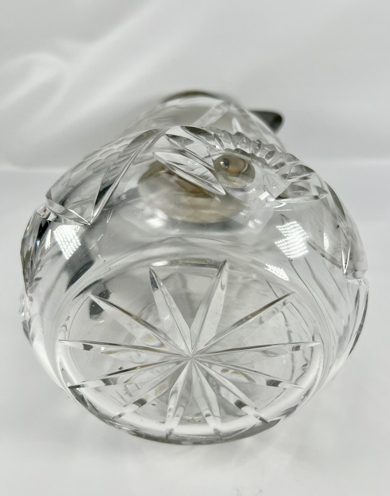 ASCI Germany Crystal & Silverplate 10-3/8" Cut & Etched Pitcher - Nice!