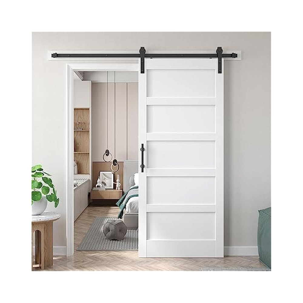 DIY 36x84" White Barn Door, Solid MDF, PVC Surface, Fits 33,34" Opening