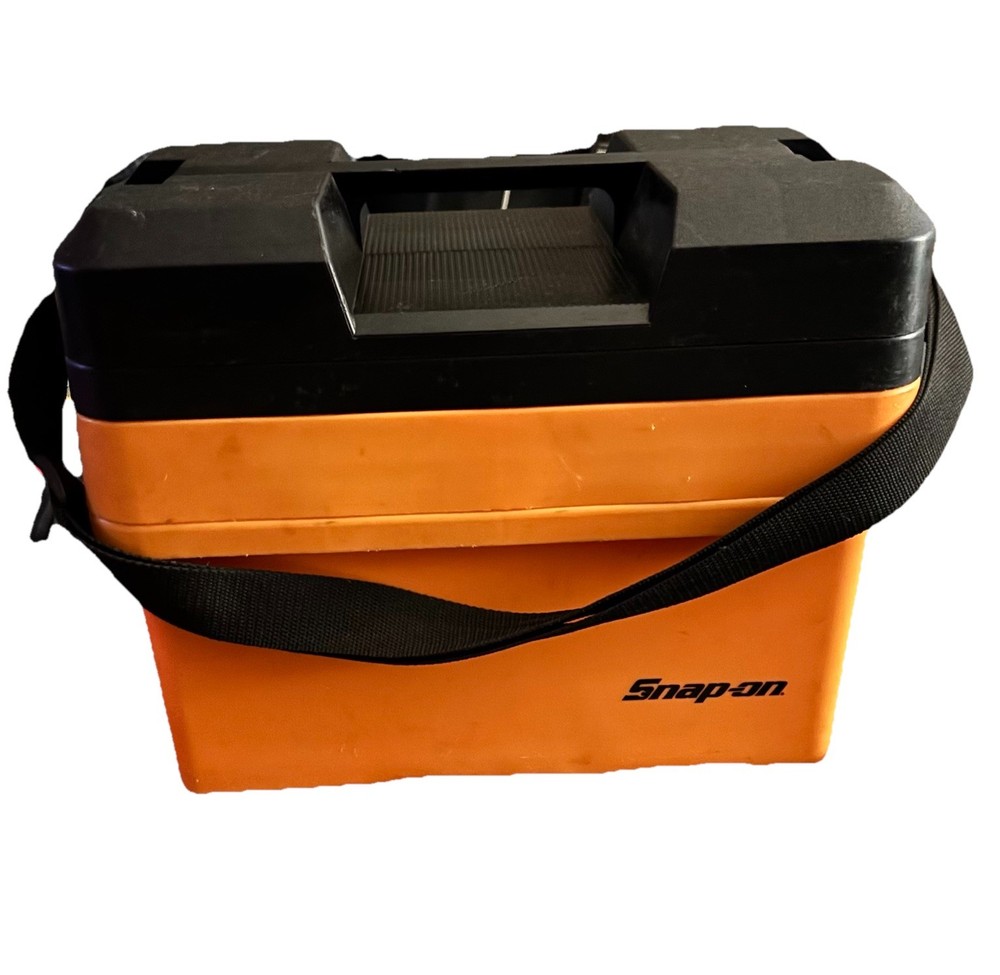Snap On Tool 2 Tray Drawer Poly Toolbox KRW200G Orange & Black With Strap